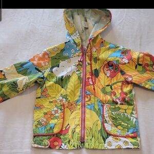 Vintage 1970's jungle print duck cloth cotton hooded jacket size 4T